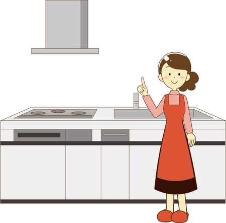 Illustration of an island kitchen in Japanのイラスト素材