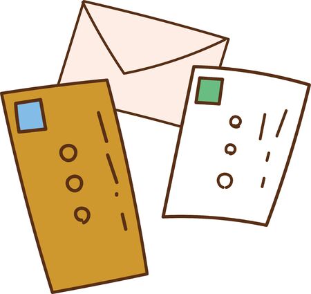 Various types of mail with stampsのイラスト素材