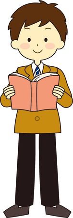 Illustration of the whole body of an exam studentのイラスト素材