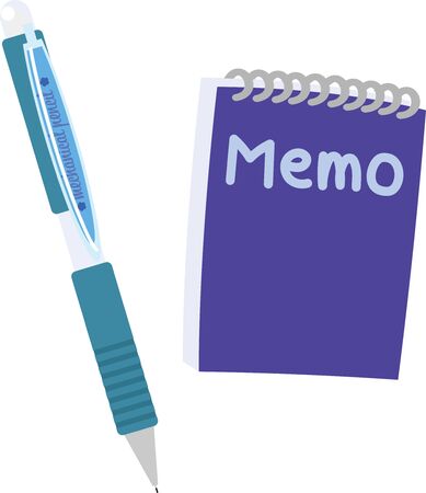 Illustration of a simple mechanical pencil and notepadのイラスト素材