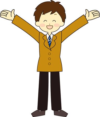 Illustration of the whole body of an exam studentのイラスト素材