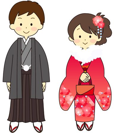 Icon representing Japanese adult ceremonyのイラスト素材