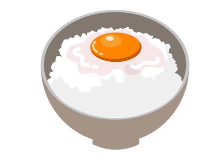 Japanese food that eats raw eggs over white riceのイラスト素材