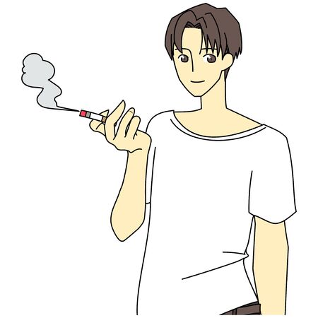 Illustration of smoker and cigarette smokeのイラスト素材