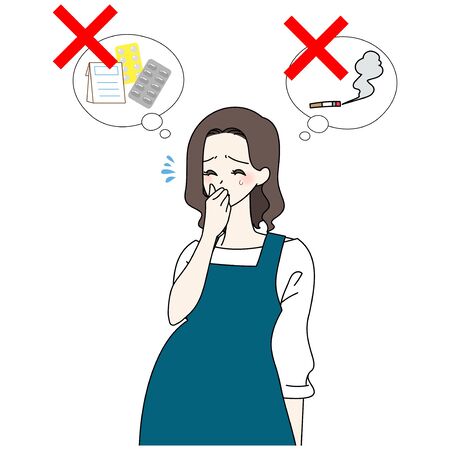 Pregnant women suffering from sickness and smellのイラスト素材