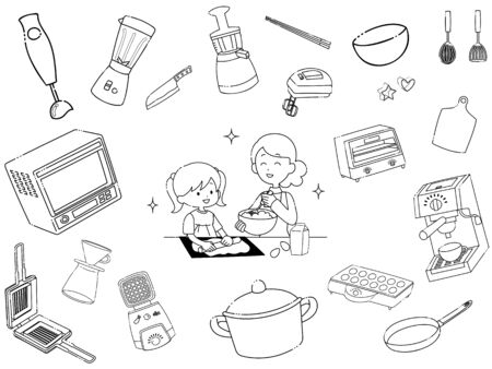 Set of kitchen utensil illustrationsのイラスト素材