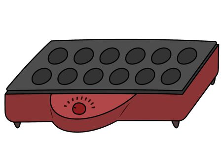 Illustration of a simple electric takoyaki maiking machineのイラスト素材