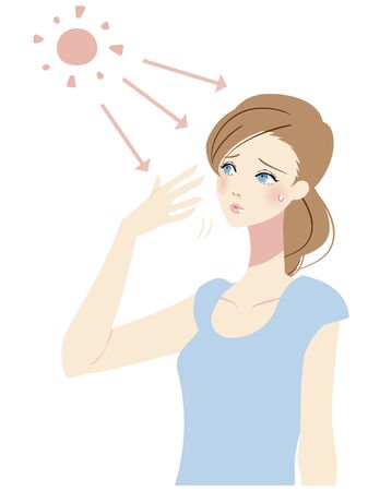 Illustration of a woman taking care of her skinのイラスト素材