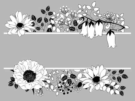 Monotone illustration of a plant patternのイラスト素材