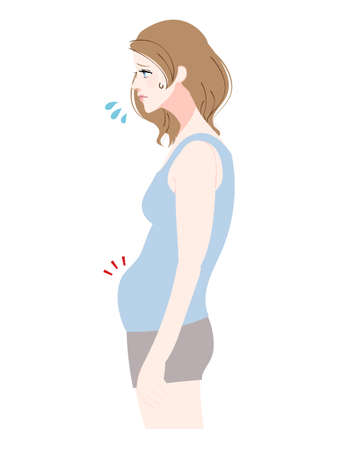 Illustration of the symptoms and worries of a stooped womanのイラスト素材