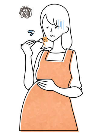 Illustration of the upper body of a woman eatingのイラスト素材