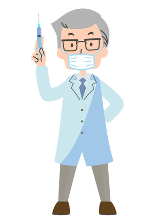 Illustration of a doctor with a syringeのイラスト素材
