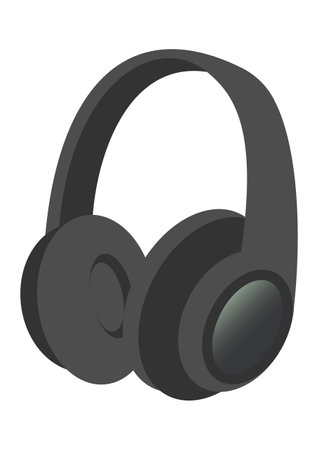 Illustration of black and simple headphonesのイラスト素材