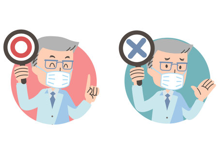 OK and NO sign illustration set for medical personnelのイラスト素材