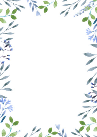 Botanical decorative frame of watercolor partsの写真素材