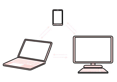 Simple personal computer communication expression illustrationのイラスト素材