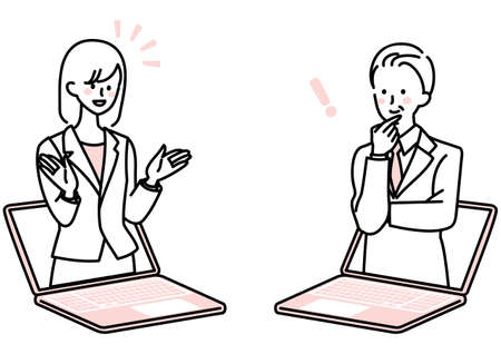 Illustration of working on internet communicationのイラスト素材