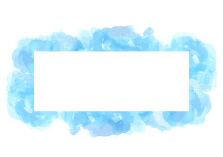 Sea frame drawn in watercolor, blue decorative frameのイラスト素材