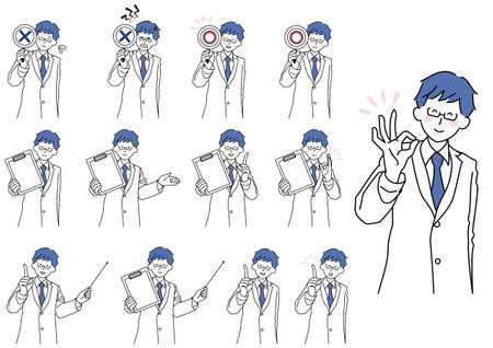 Set of illustrations of physicians explainingのイラスト素材