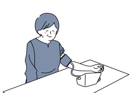 Clip art of woman measuring blood pressureのイラスト素材