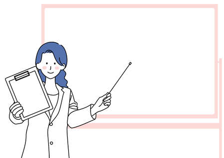 Illustration of a physician explaining in front of a whiteboardのイラスト素材
