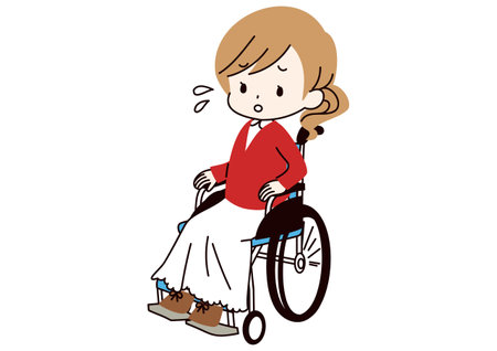 Clip art of woman in wheelchair with problemsのイラスト素材