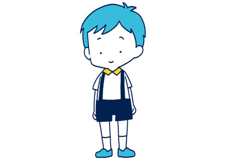 Clip art of boy in kindergarten standing straightのイラスト素材