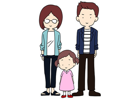 Clip art of family standing side by sideのイラスト素材
