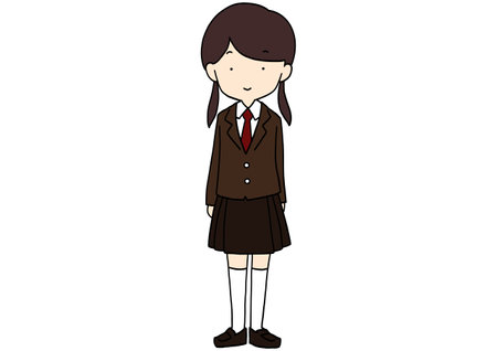 Clip art of high school girl standing straightのイラスト素材