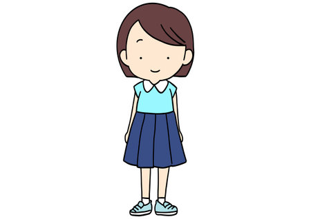 Clip art of girl of elementary school standing straightのイラスト素材