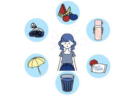 heat stroke and children's floatation Icon setのイラスト素材