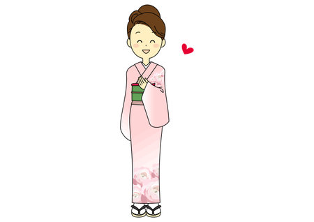 Clip art of woman in kimonoのイラスト素材