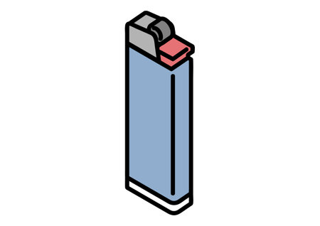 Vector illustration of a pocket-sized disposable lighter, ideal for camping, outdoor activities, and emergency use.のイラスト素材