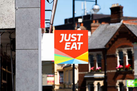 Swindon, Wiltshire, Uk - 21st May 2020: Just eat delivery service logo isolatedのeditorial素材