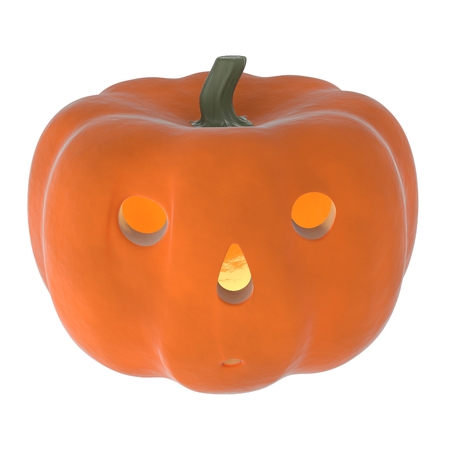 a 3D rendering of an orange pumpkin with a curious look.の写真素材