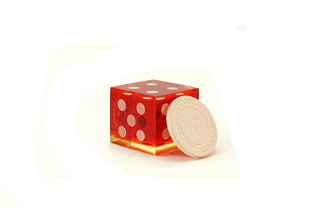 Large Casino Die with Poker Chip 