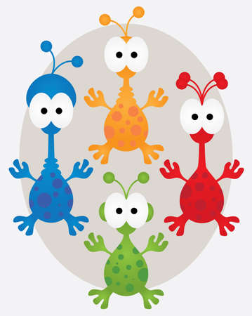 Collection of four aliens in different colorsのイラスト素材