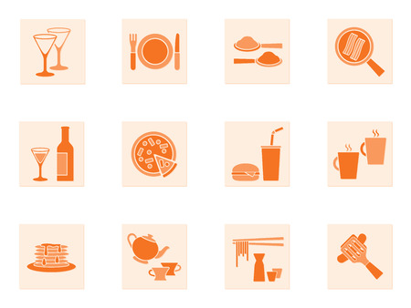 Collection of food and beverage iconsのイラスト素材