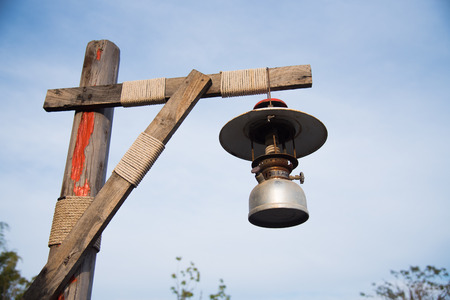 Old lantern lamp vintage style on streetの写真素材