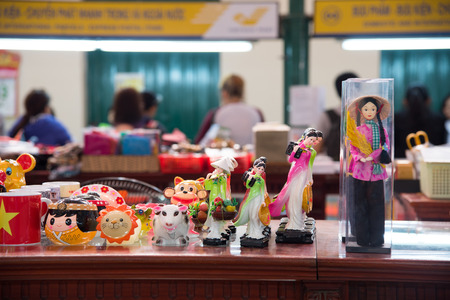 Souvenir dolls sold in central post office shop, Ho Chi Minh city, Vietnam.の写真素材