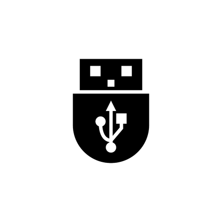 USB icon glyph or solid style vector illustration. computer hardware and accessoriesのイラスト素材