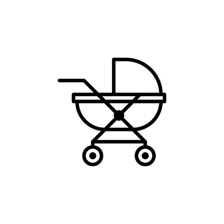 baby carriage icon in line style icon stock of transportation vehicles. coloring picture for children game.のイラスト素材