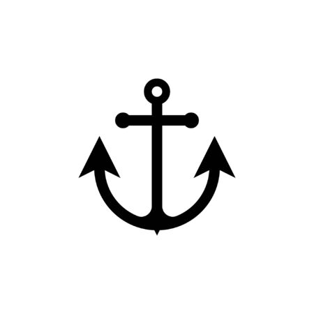 Anchor icon glyph style vector flat illustration on white backgroundのイラスト素材