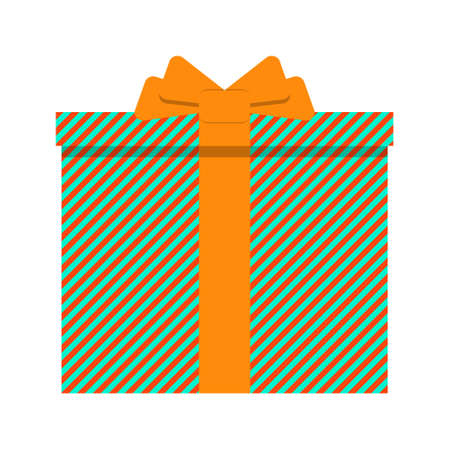 Vector illustration of gift box with green color and orange ribbon with diagonal stripesのイラスト素材