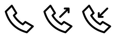 collection of call icon vector. phone icon, incoming call symbol, outgoing call sign, graphic illustration isolated on white background.のイラスト素材