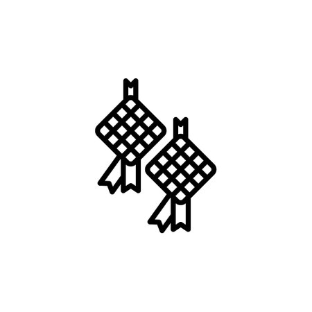 vector illustration of ketupat icon with outline style. suitable for any purpose. isolated on transparent backgroundのイラスト素材
