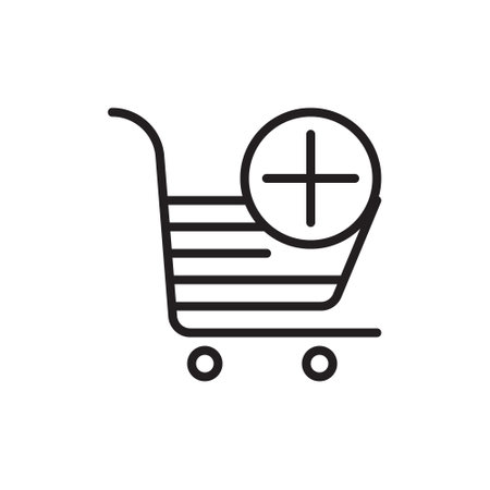 Shopping cart icon in flat style. Add to cart vector illustration on white isolated background. Add to cart business concept.のイラスト素材