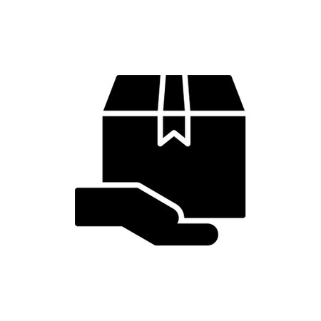 Box with hand icon. Delivery, logistics and transportation. Vector illustrationのイラスト素材
