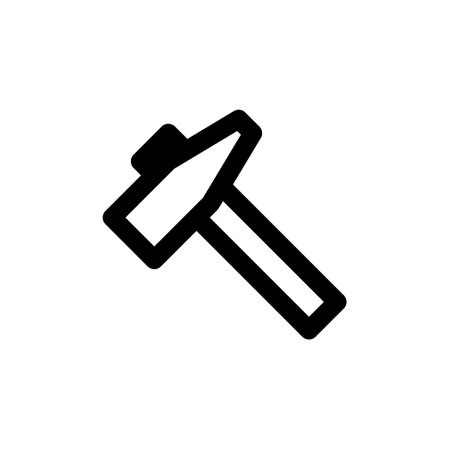Hammer icon vector. A thin line sign. Isolated contour symbol illustrationのイラスト素材