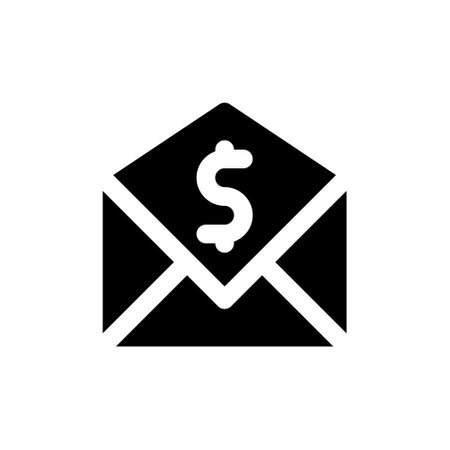 Envelope with money icon in line style isolated on white background. Vector illustration of business message.のイラスト素材